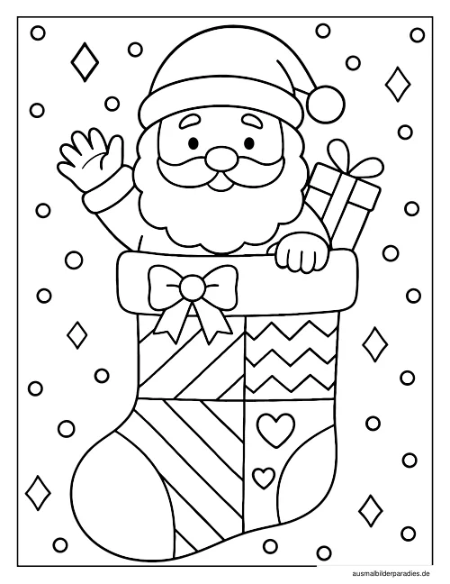 Weihnachtsstrumpf Ausmalbild 12 - kostenlos zum Ausdrucken