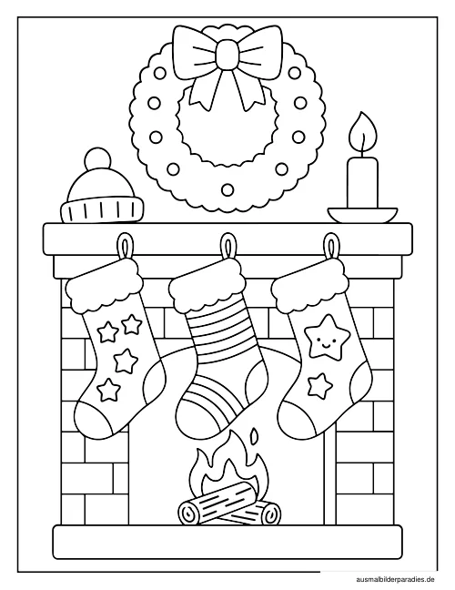 Weihnachtsstrumpf Ausmalbild 13 - kostenlos zum Ausdrucken