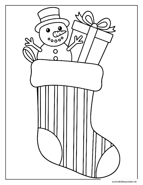 Weihnachtsstrumpf Ausmalbild 21 - kostenlos zum Ausdrucken