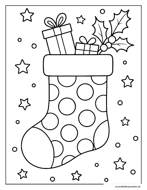 Weihnachtsstrumpf Ausmalbild 24 - kostenlos zum Ausdrucken