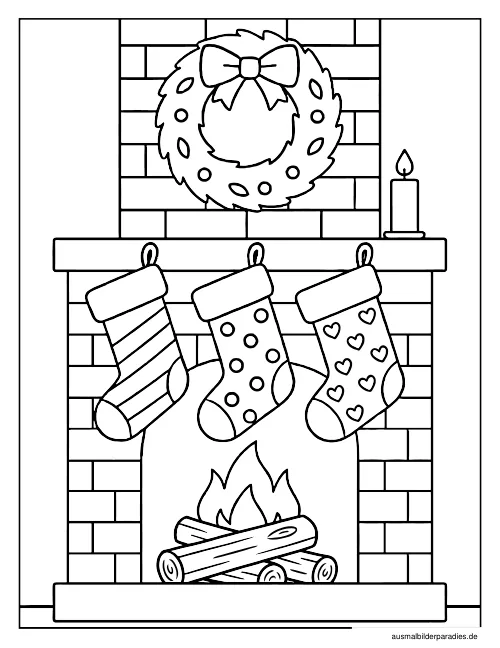 Weihnachtsstrumpf Ausmalbild 26 - kostenlos zum Ausdrucken