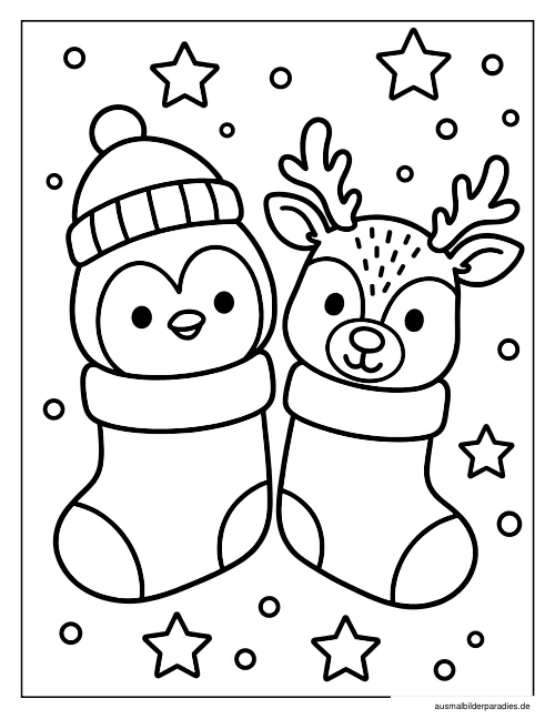 Weihnachtsstrumpf Ausmalbild 27 - kostenlos zum Ausdrucken
