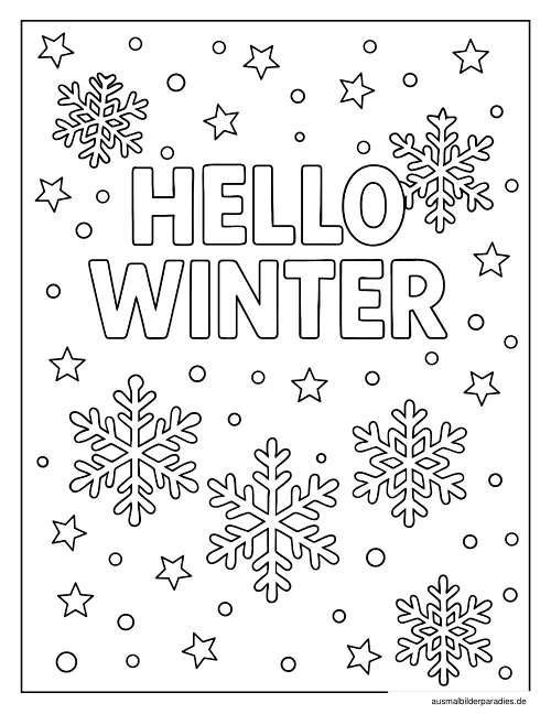 Winter Ausmalbild 15 als Gratis-PDF Winter Ausmalbild 15 - kostenlos zum Ausdrucken