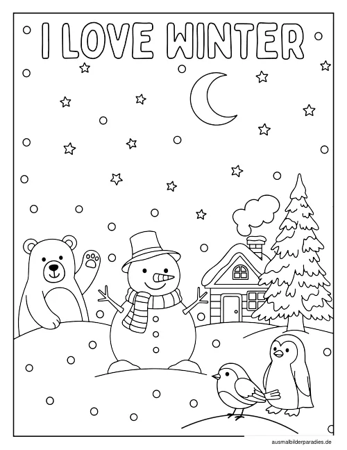 Winter Ausmalbild 16 als Gratis-PDF Winter Ausmalbild 16 - kostenlos zum Ausdrucken