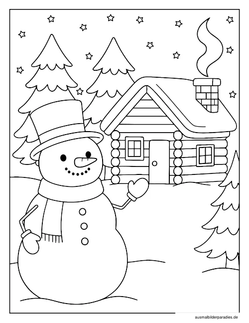 Winter Ausmalbild 25 als Gratis-PDF Winter Ausmalbild 25 - kostenlos zum Ausdrucken