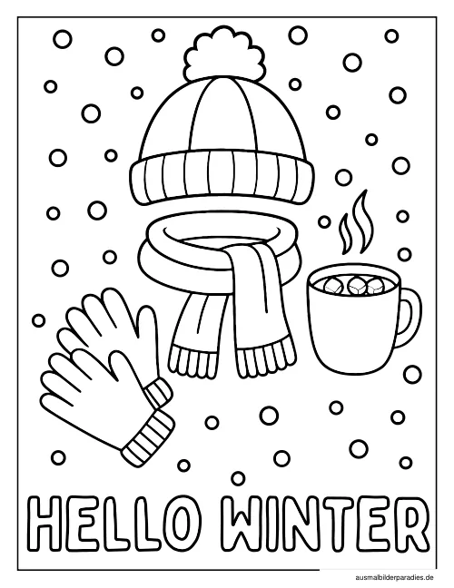 Winter Ausmalbild 4 als Gratis-PDF Winter Ausmalbild 4 - kostenlos zum Ausdrucken