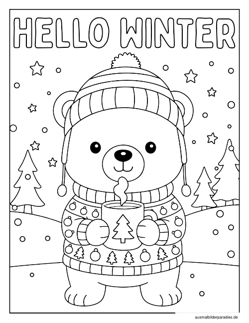 Winter Ausmalbild 5 als Gratis-PDF Winter Ausmalbild 5 - kostenlos zum Ausdrucken