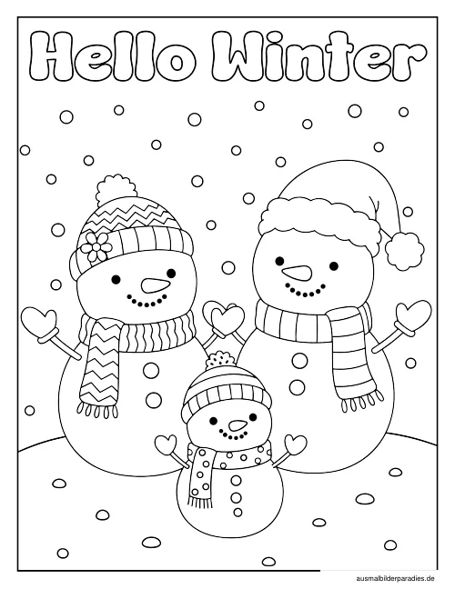 Winter Ausmalbild 6 als Gratis-PDF Winter Ausmalbild 6 - kostenlos zum Ausdrucken