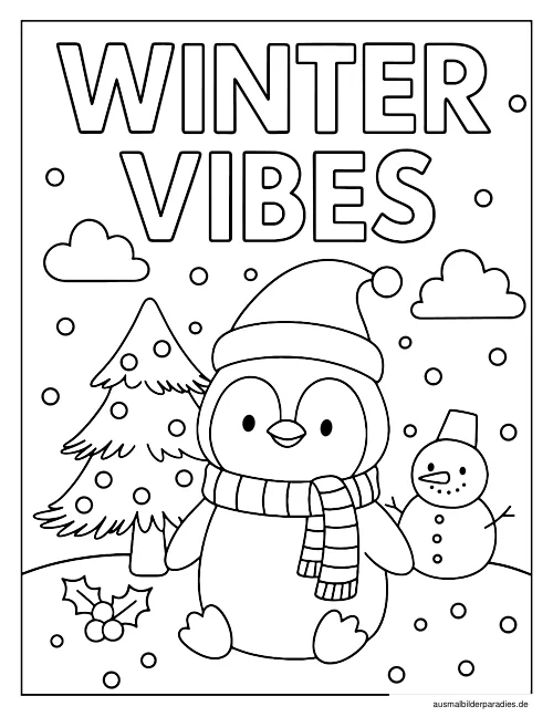 Winter Ausmalbild 9 als Gratis-PDF Winter Ausmalbild 9 - kostenlos zum Ausdrucken