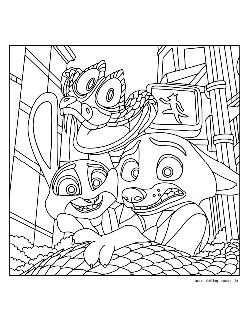 Zootopia Ausmalbild 2 als Gratis-PDF Zootopia Ausmalbild 2 - kostenlos zum Ausdrucken